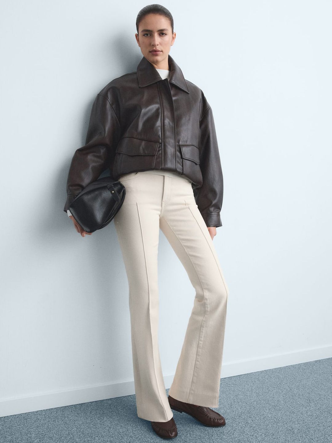 Mid-Rise Bootcut Stretchable Jeans with Front Seam