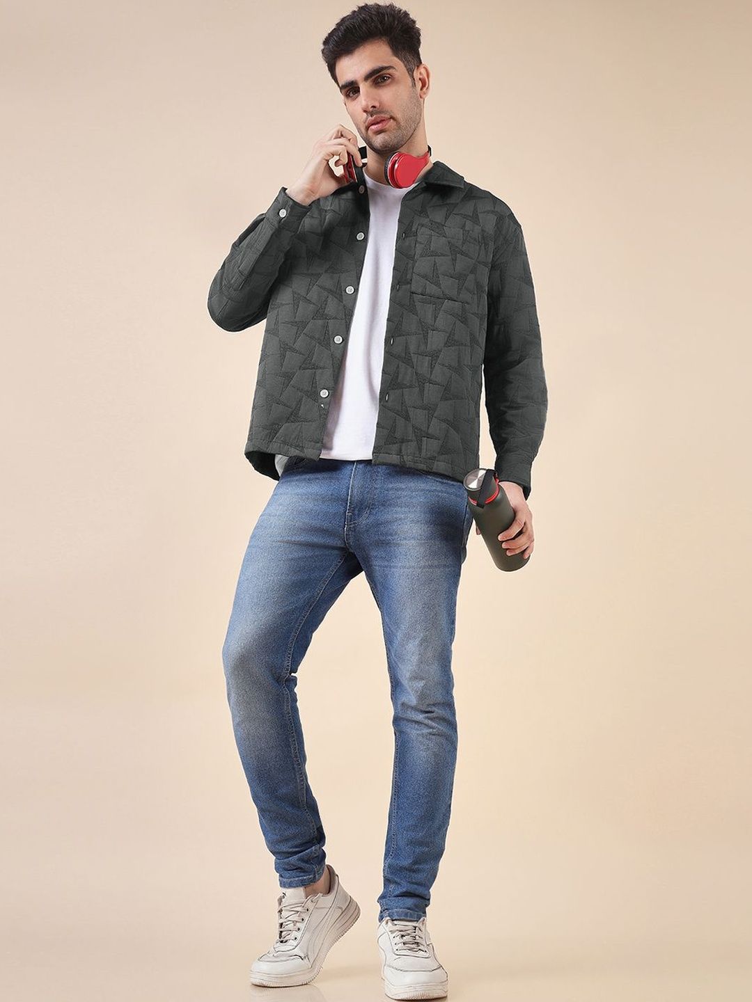 URBAN SCOTTISH URBAN SCOTTISH Printed Spread Collar Pure Cotton Shackets