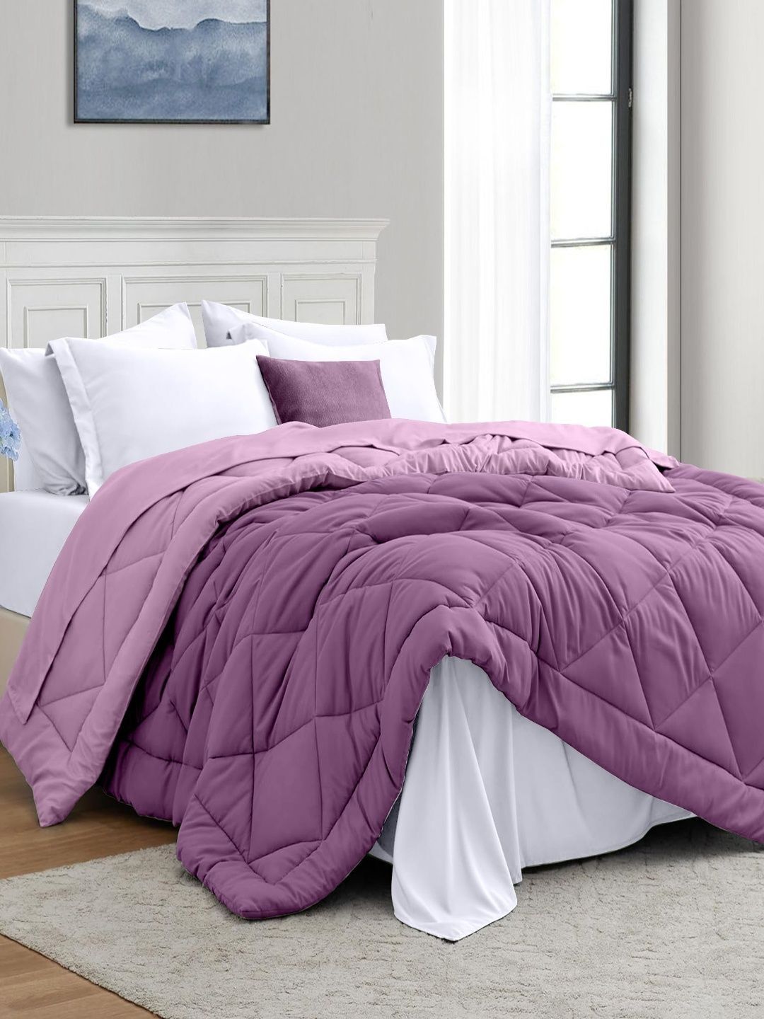 Sangria Sangria Purple Pure Microfibre Reversible 150 GSM Double AC Room Comforter