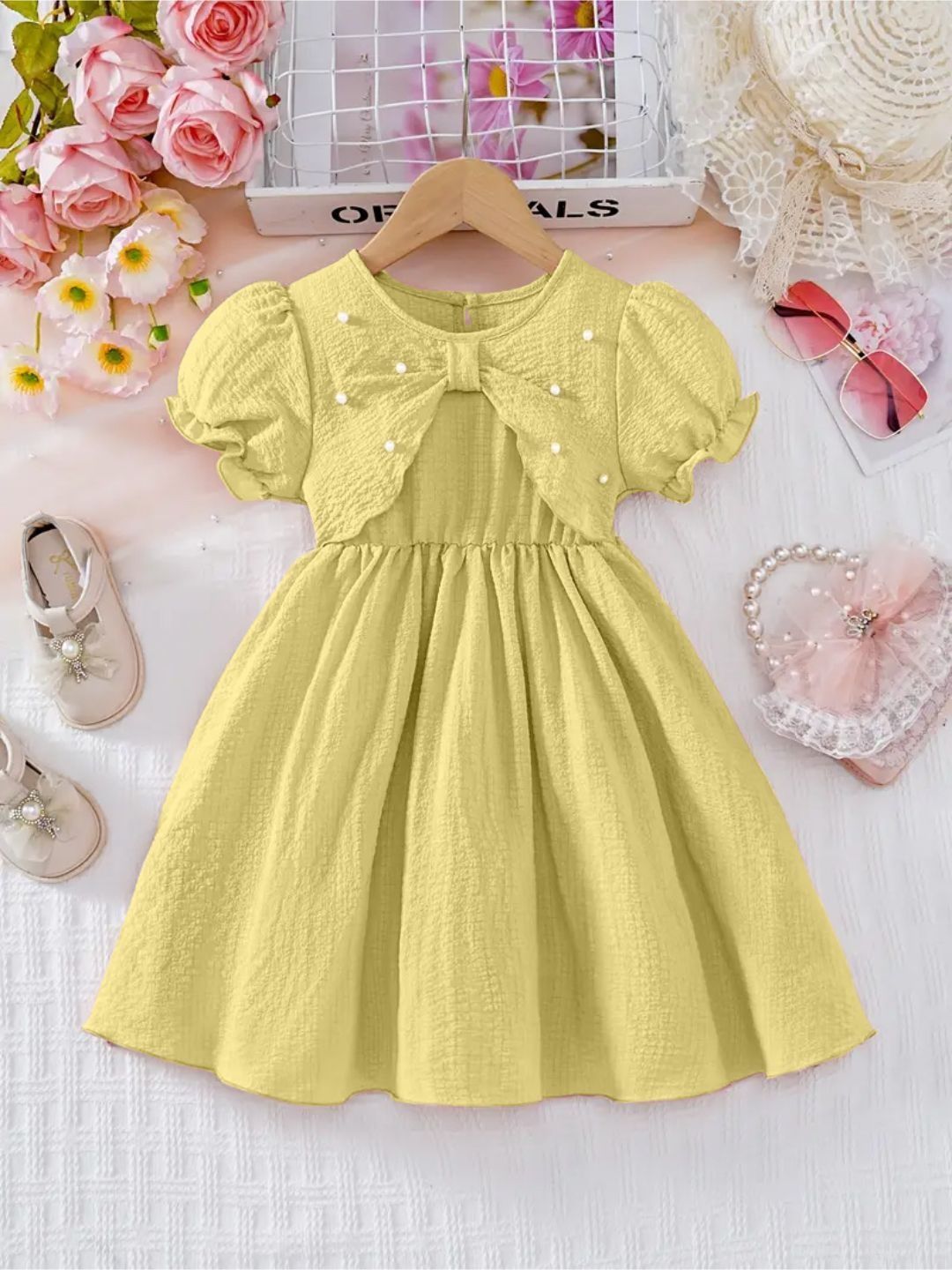 navy blue dress for baby girl Buy YK Girls Self Design Puff Sleeves Fit & Flare A-Line Dress - Dresses  for Girls 37493655