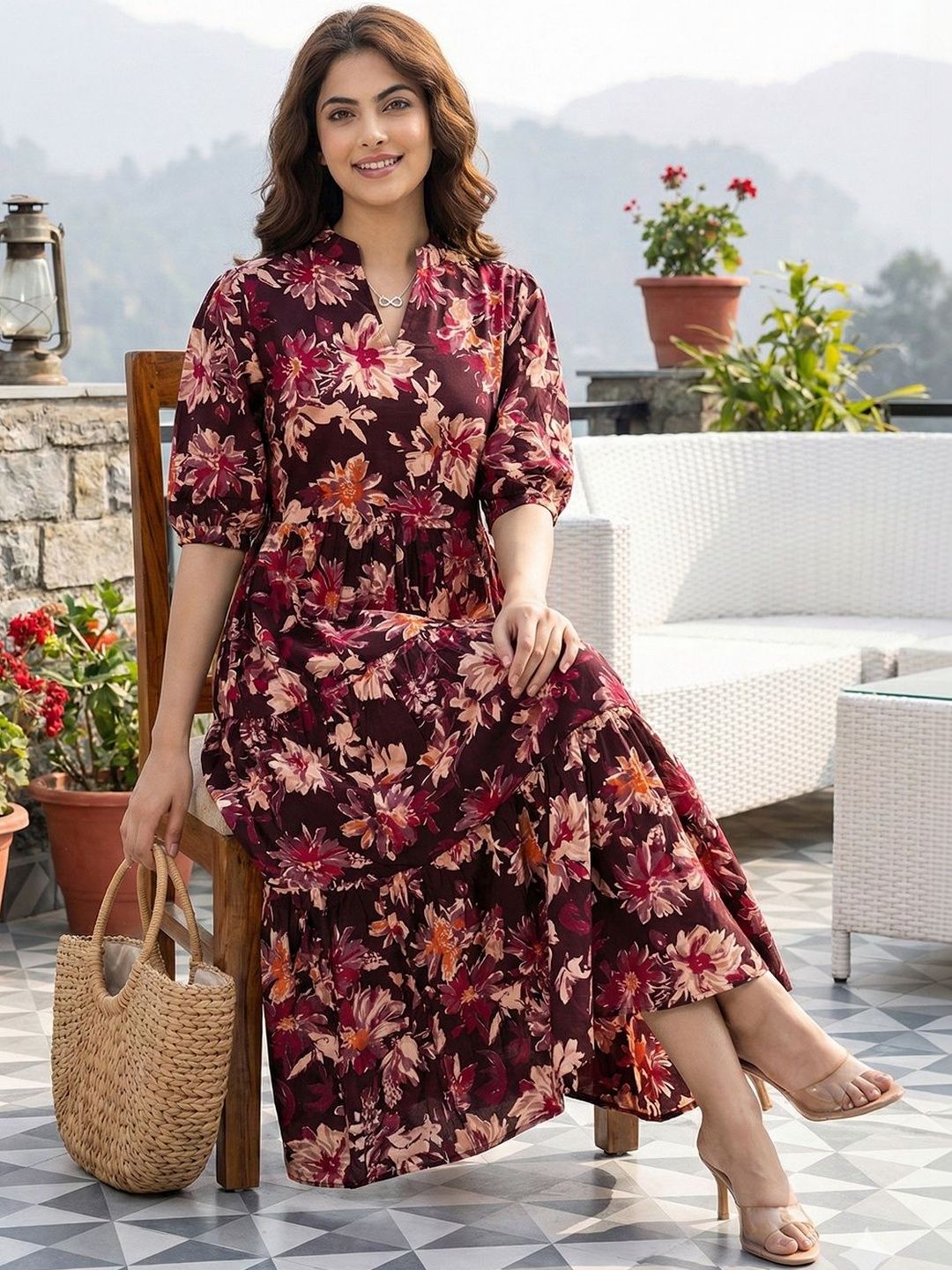 Floral Print Midi Dress Anouk Floral Print Midi Dress
