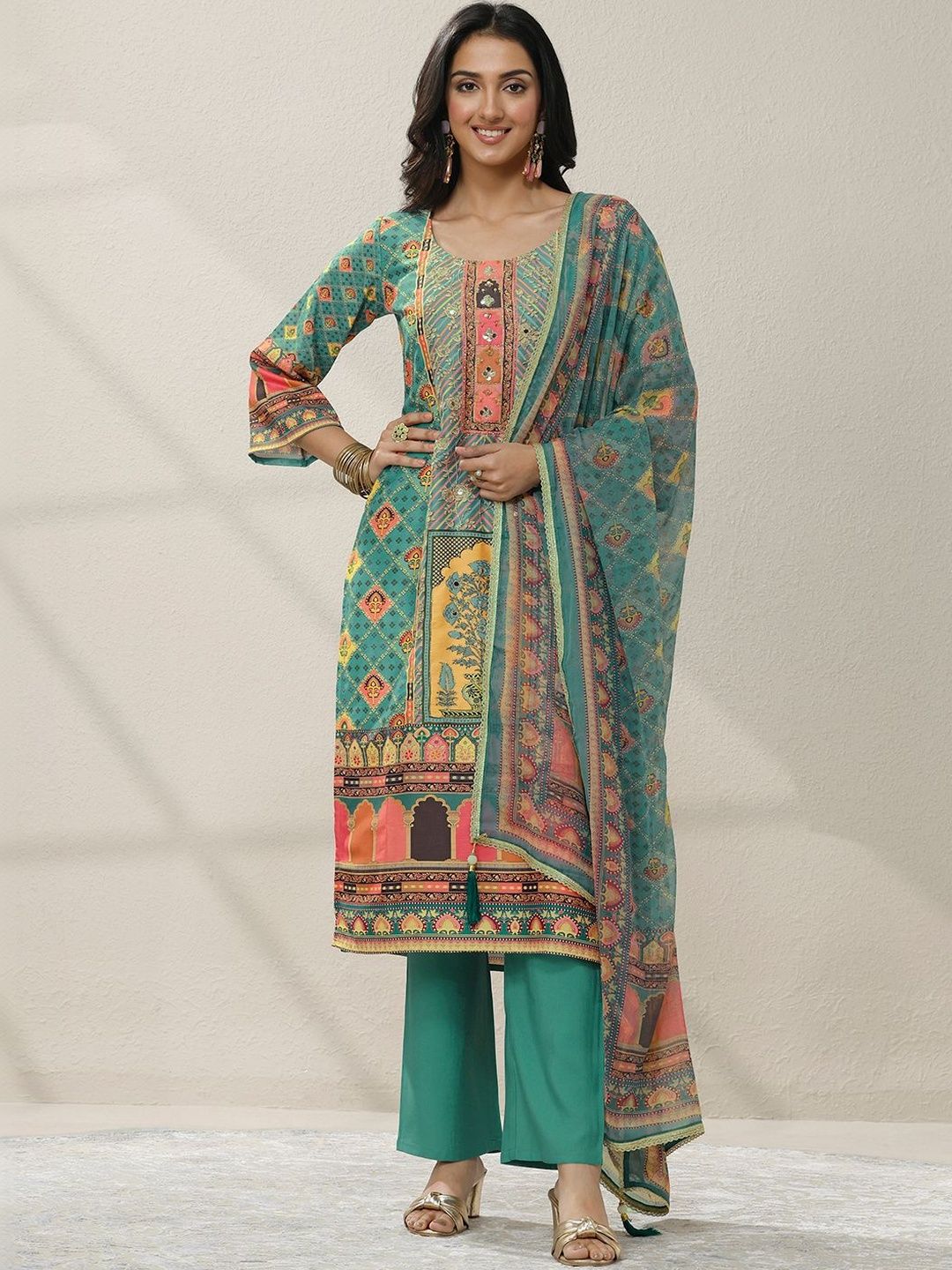 Buy Libas Women Ethnic Motifs Printed Regular Mirror Work Kurta