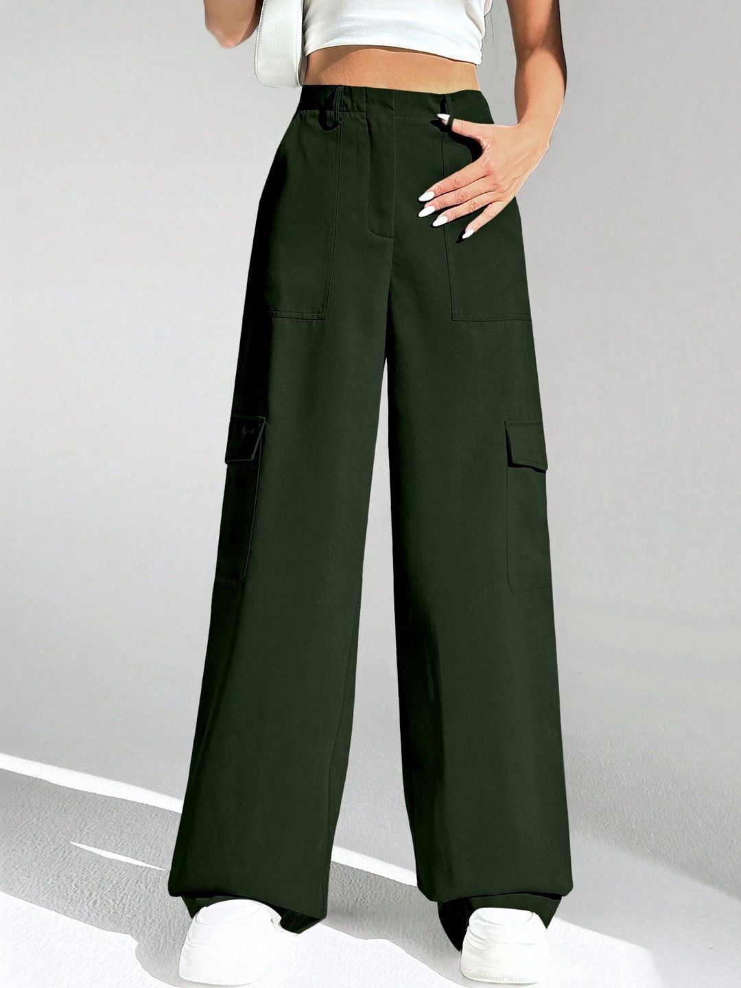 GENZILOOKS Women High-Rise Cargos Trousers