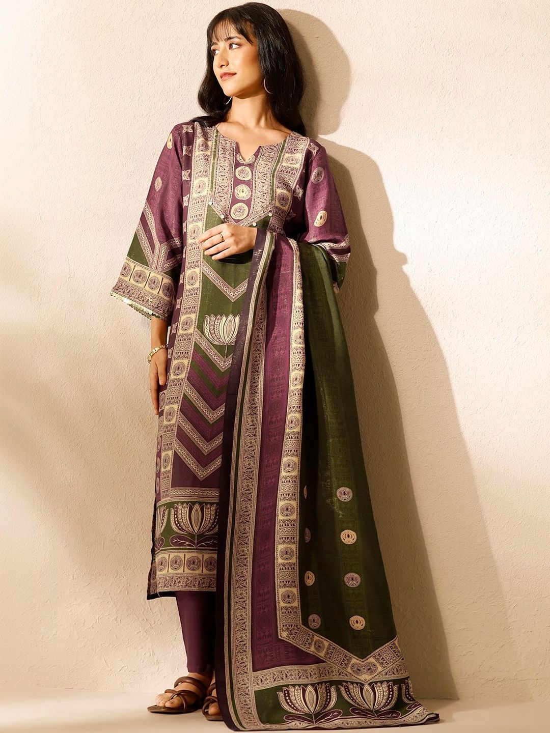 Libas Libas Women Ethnic Motifs Printed Regular Kurta with Trousers & With Dupatta