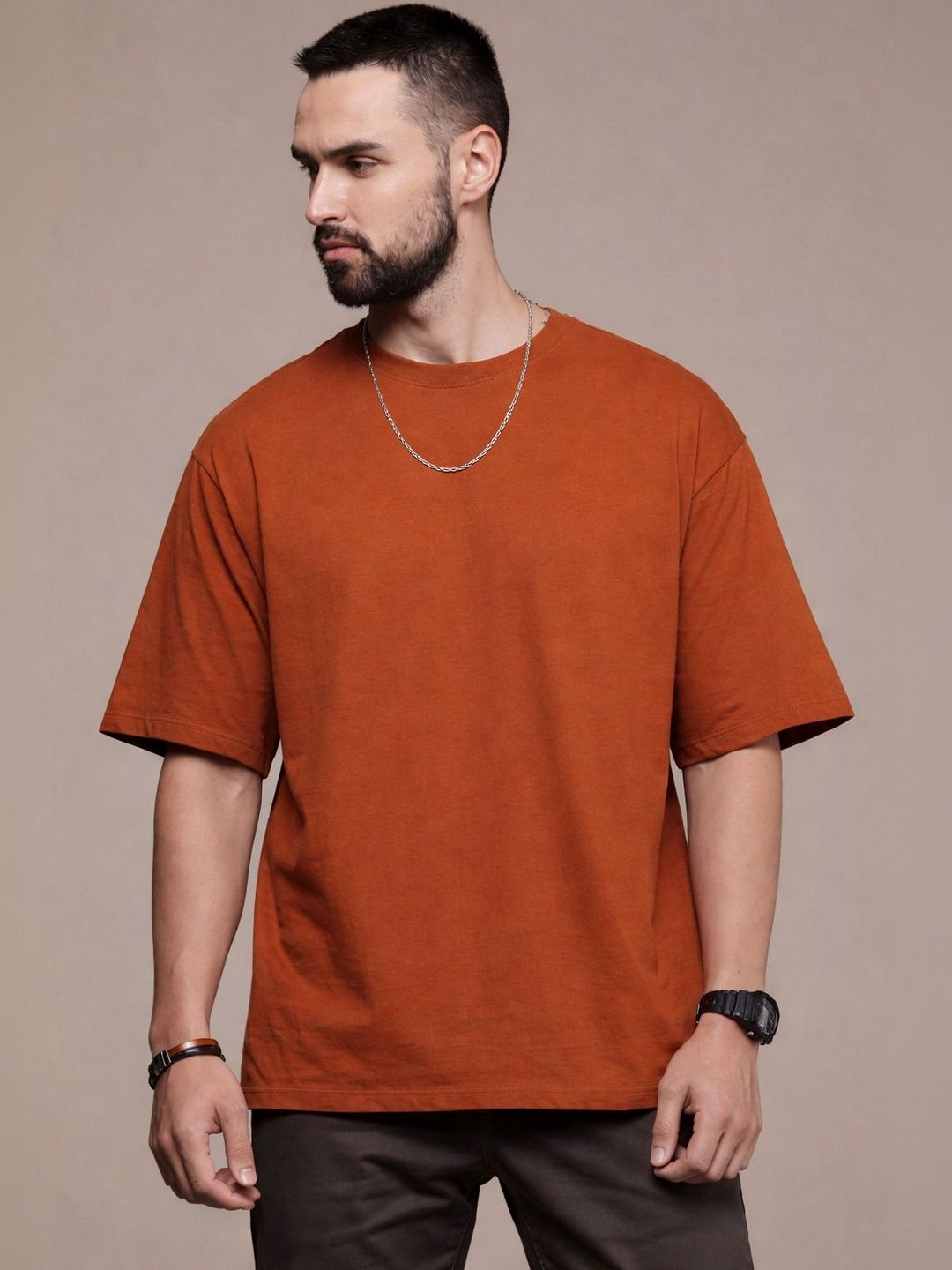 The Roadster Lifestyle Co Round Neck Oversized-Fit Tshirt