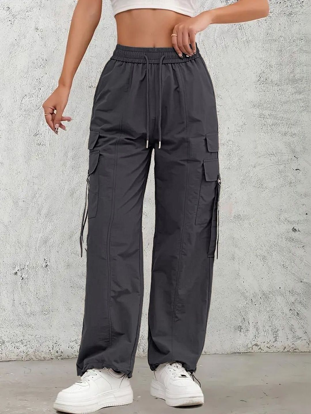 GENZILOOKS Women High-Rise Cargos Trousers
