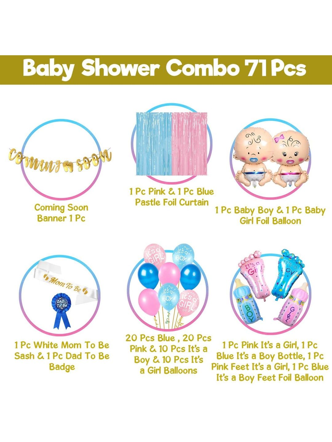 Bubble Trouble Blue & Pink Glossy Festive-Decor Decorative Balloons