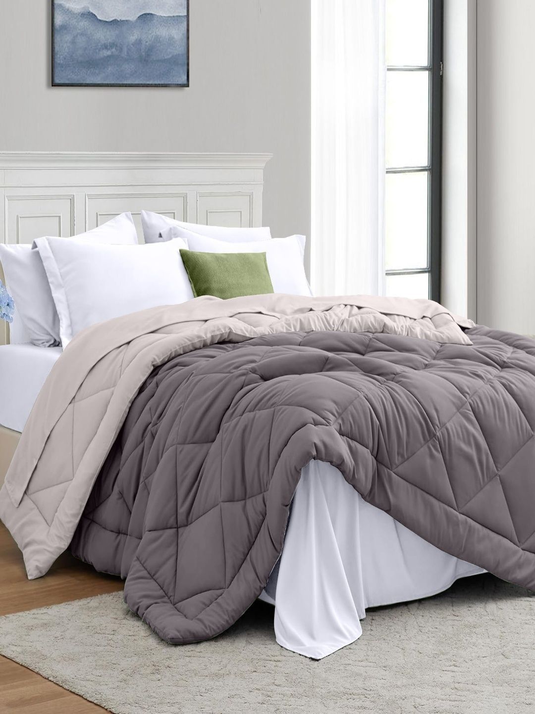 Sangria Sangria Black Pure Microfibre Reversible 150 GSM Double AC Room Comforter