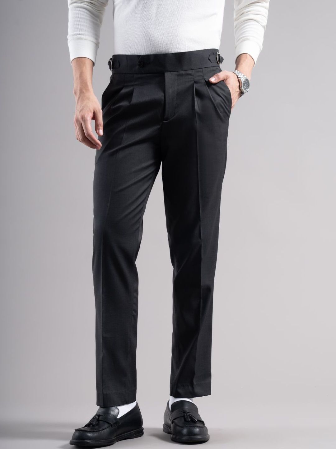 PAUL STREET Men Classic Pleated Trousers