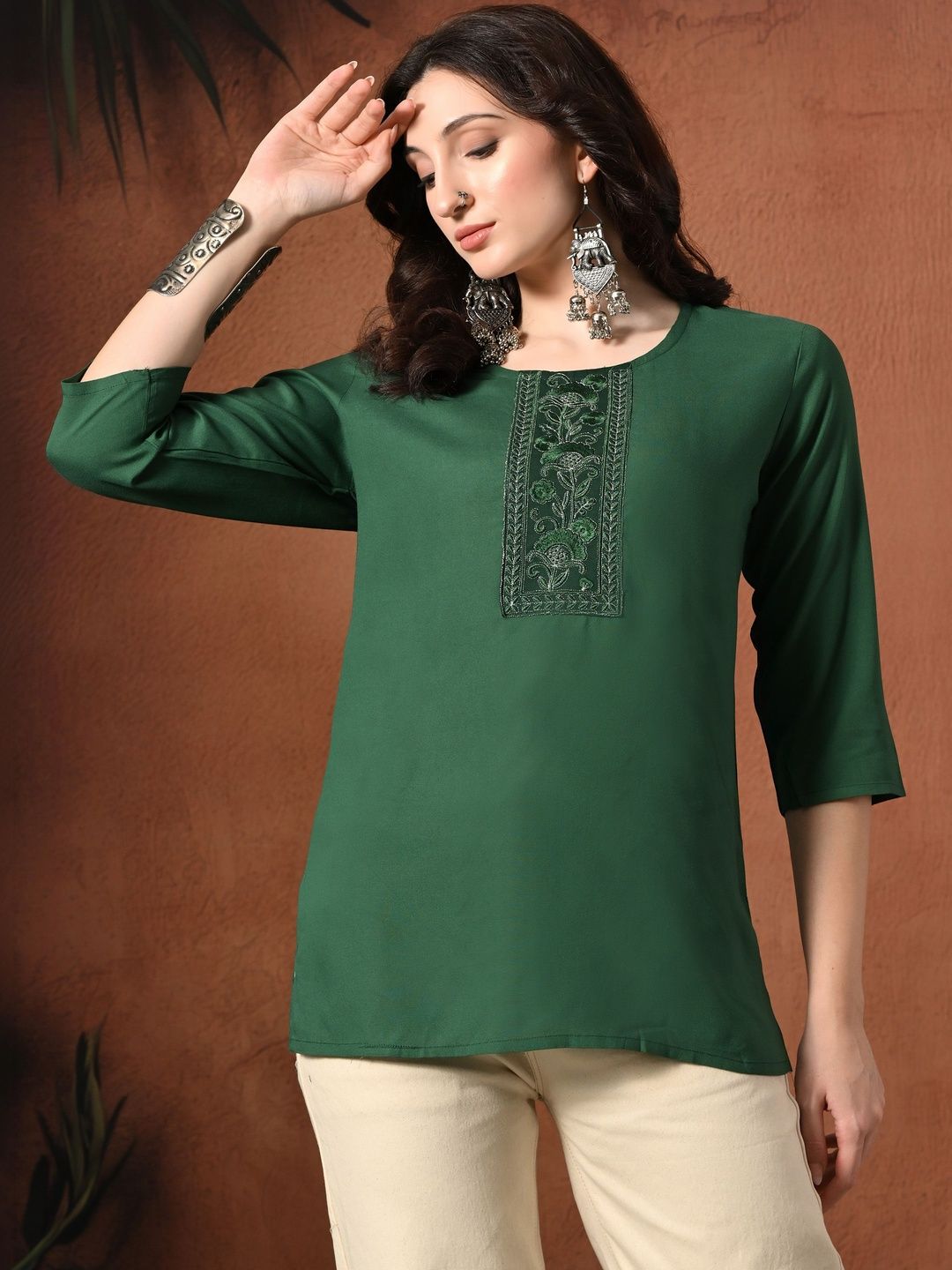 Anouk Rustic Anouk Rustic Ethnic Motifs Embroidered Thread Work Thread Work Kurti