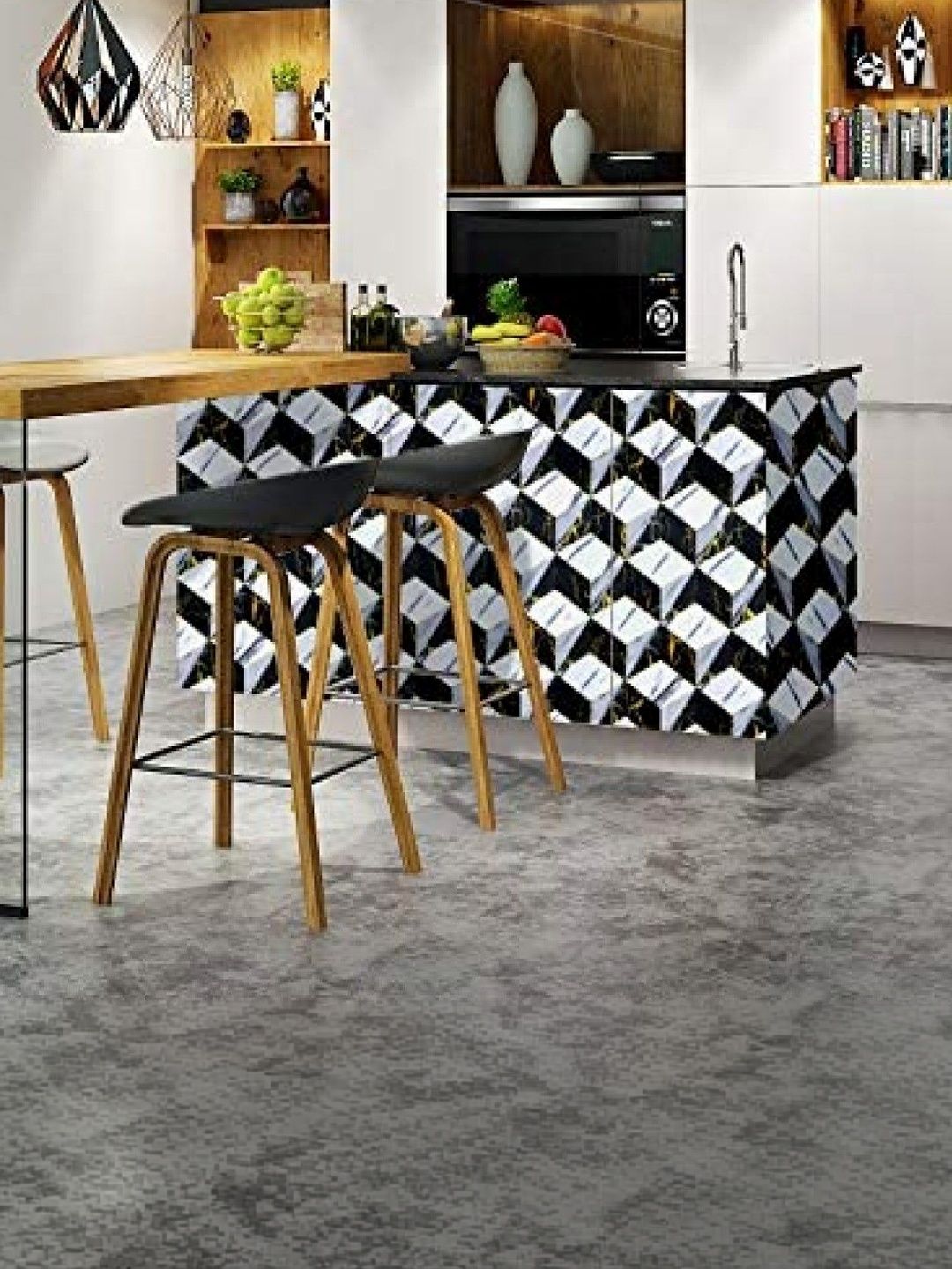Asian royal Asian royal White & Black Printed Self-Adhesive & Durable Wall Sticker