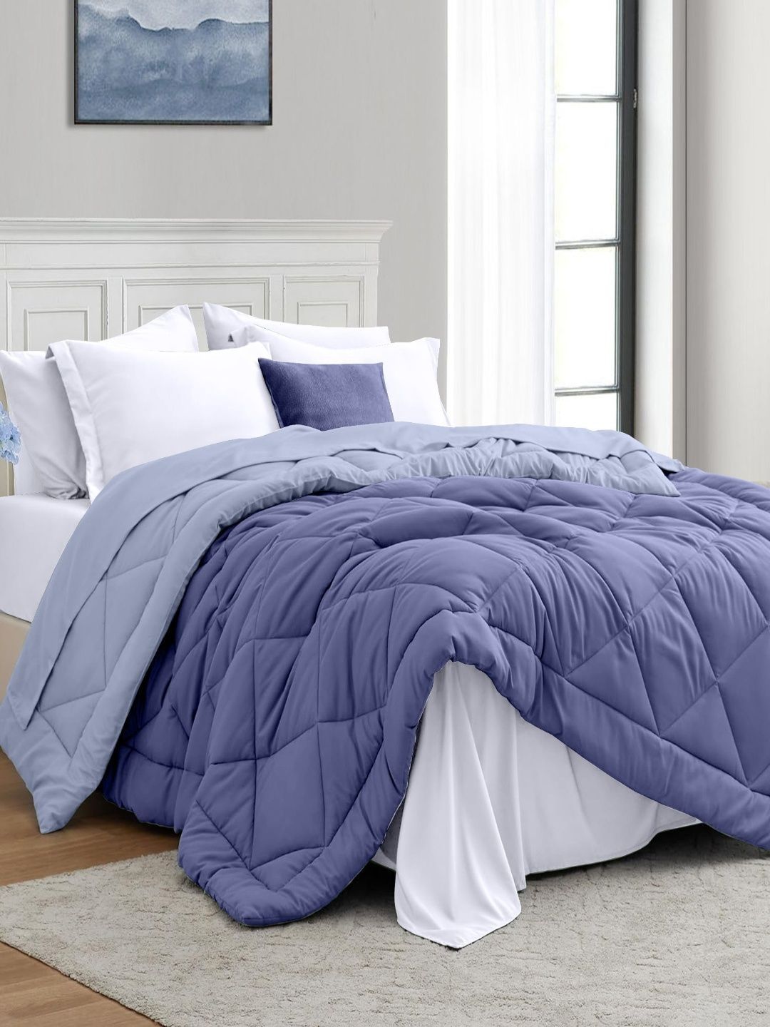Sangria Sangria Lavender Coloured Pure Microfibre Reversible 150 GSM Double AC Room Comforter