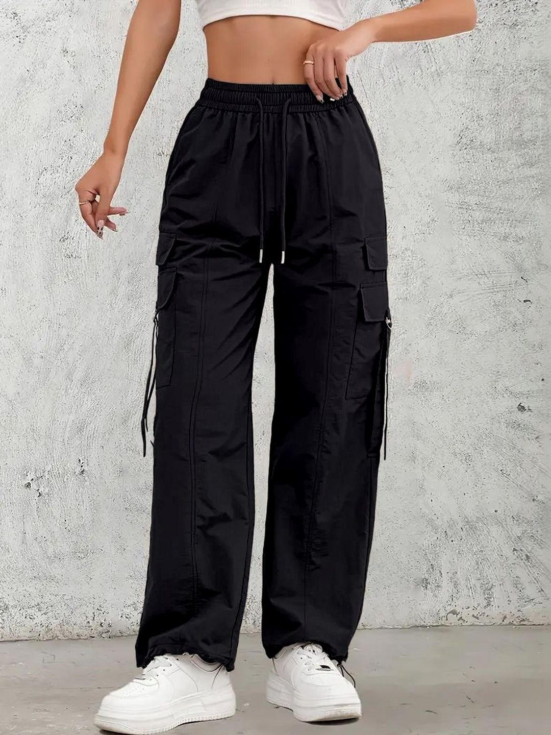 GENZILOOKS Women High-Rise Cargos Trousers