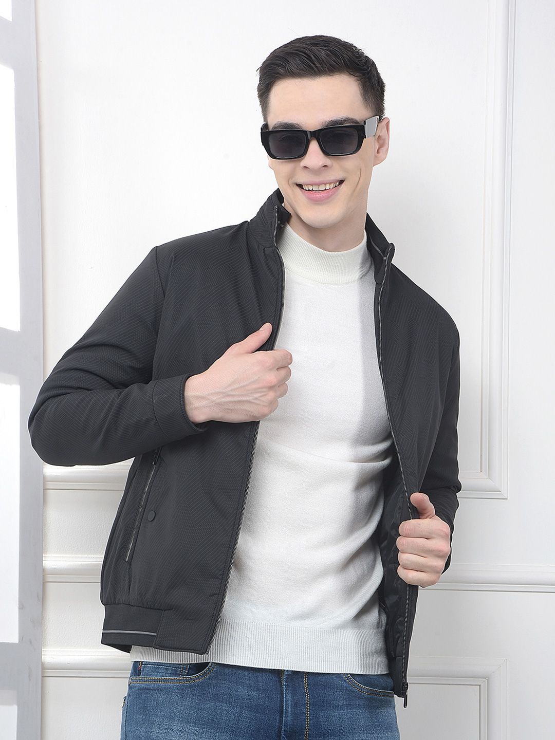 Crimsoune Club Mock Collar Lightweight Puffer Jacket With Patchwork