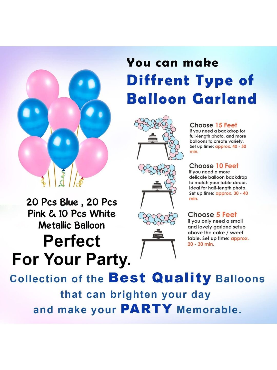 Bubble Trouble Blue & Pink Glossy Festive-Decor Decorative Balloons