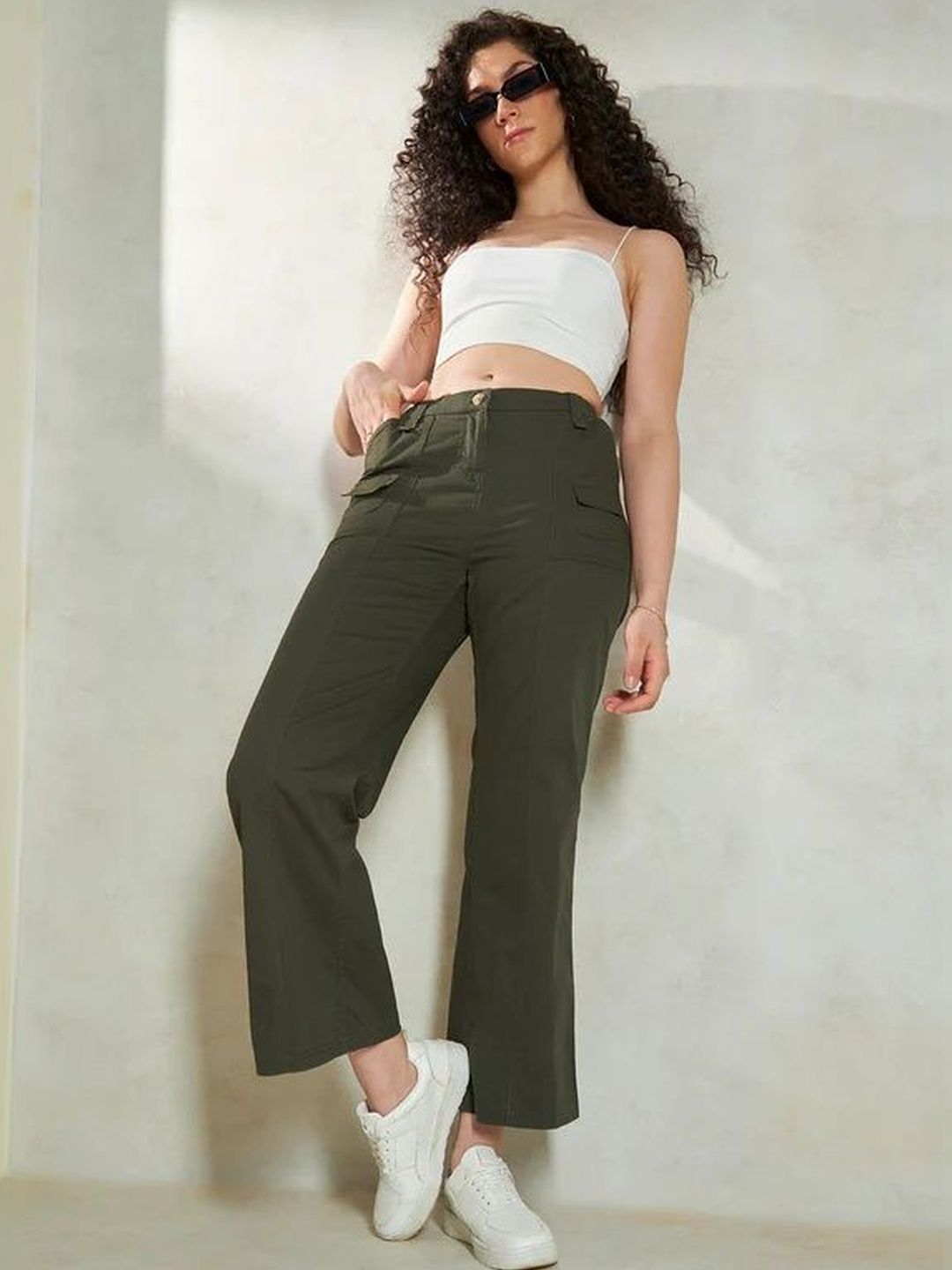 GENZILOOKS Women High-Rise Cargos Trousers