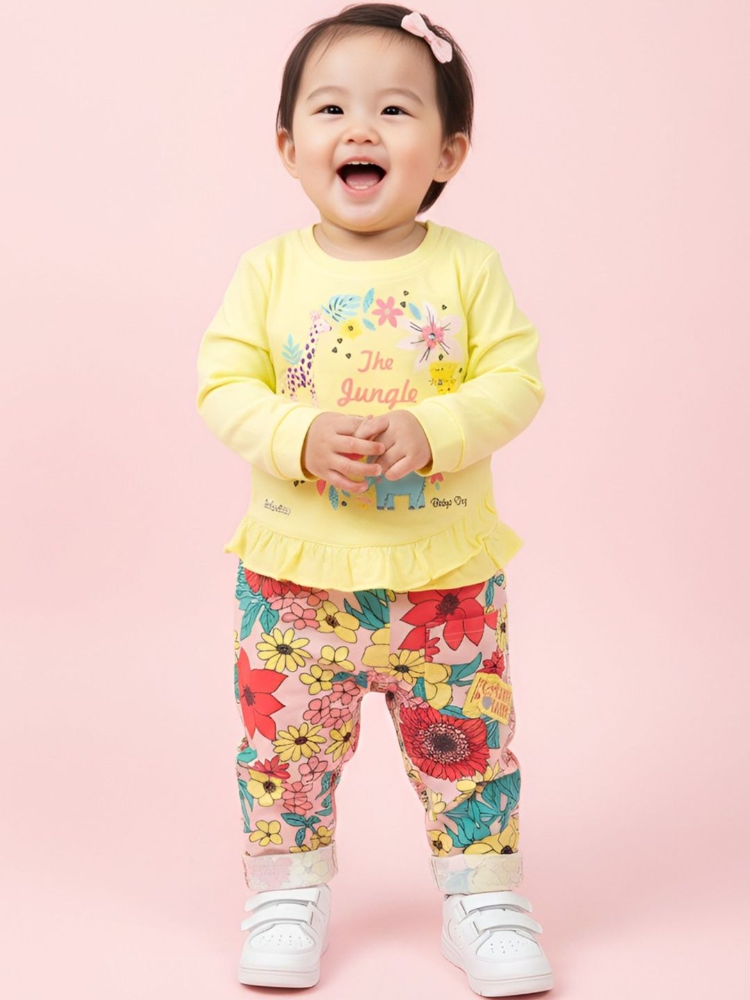 Babys Day Girls Printed T-shirt with Trousers