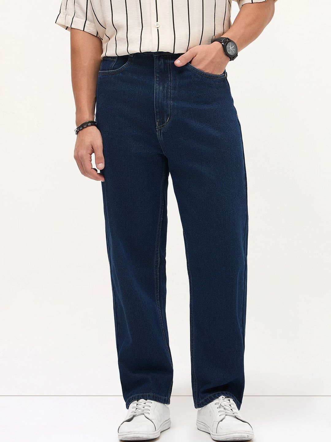 Urbano Fashion Loose Non Blue Heavy Fade Mid-Rise Baggy Fit Stretchable Jeans