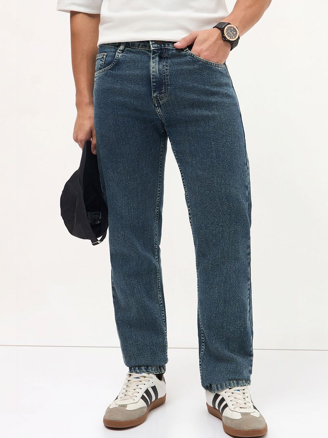 Urbano Fashion Men Regular Fit Mid-Rise Heavy Fade Stretchable Jeans