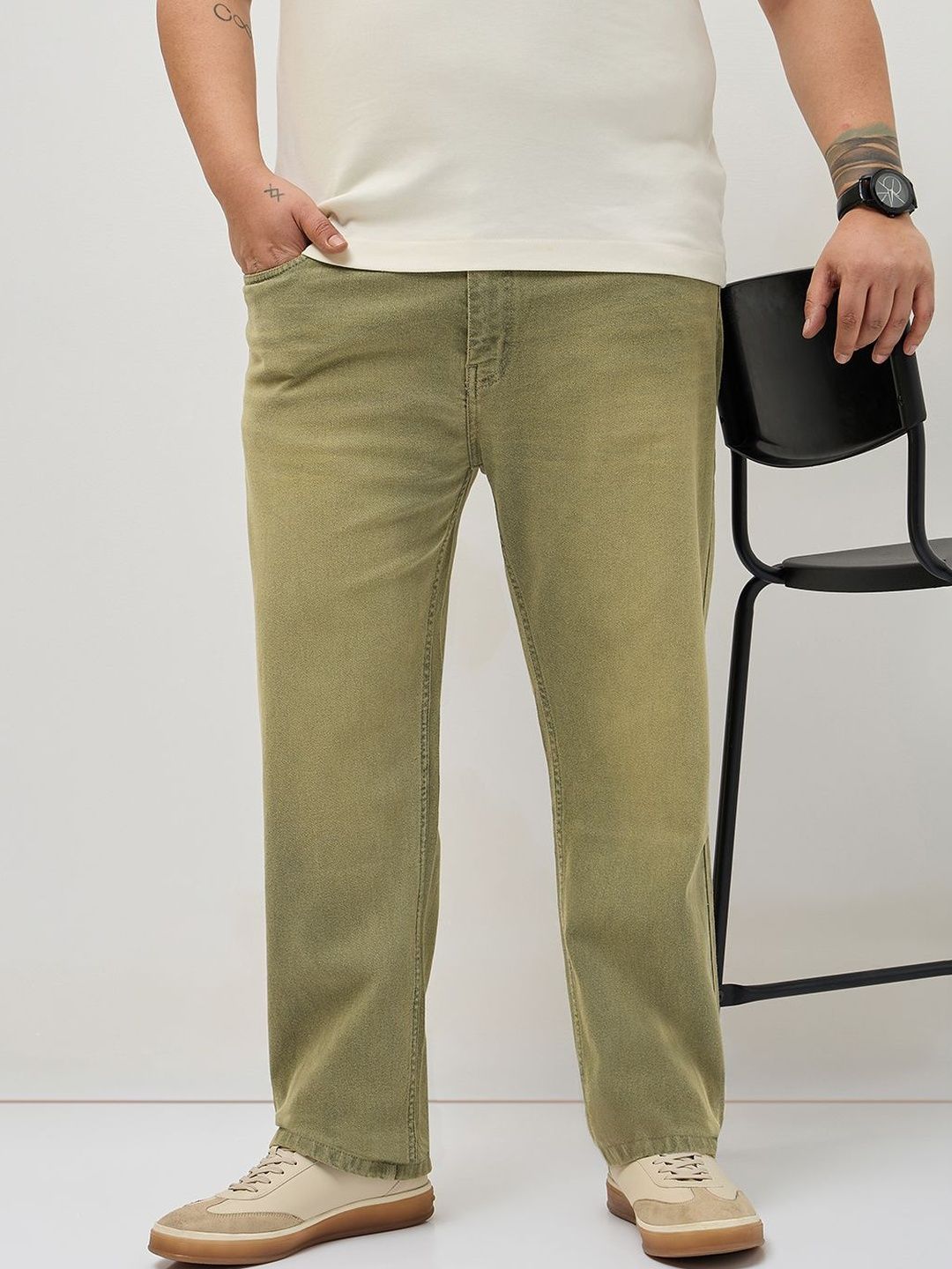 Urbano Plus Men Regular Fit Mid-Rise Heavy Fade Stretchable Jeans