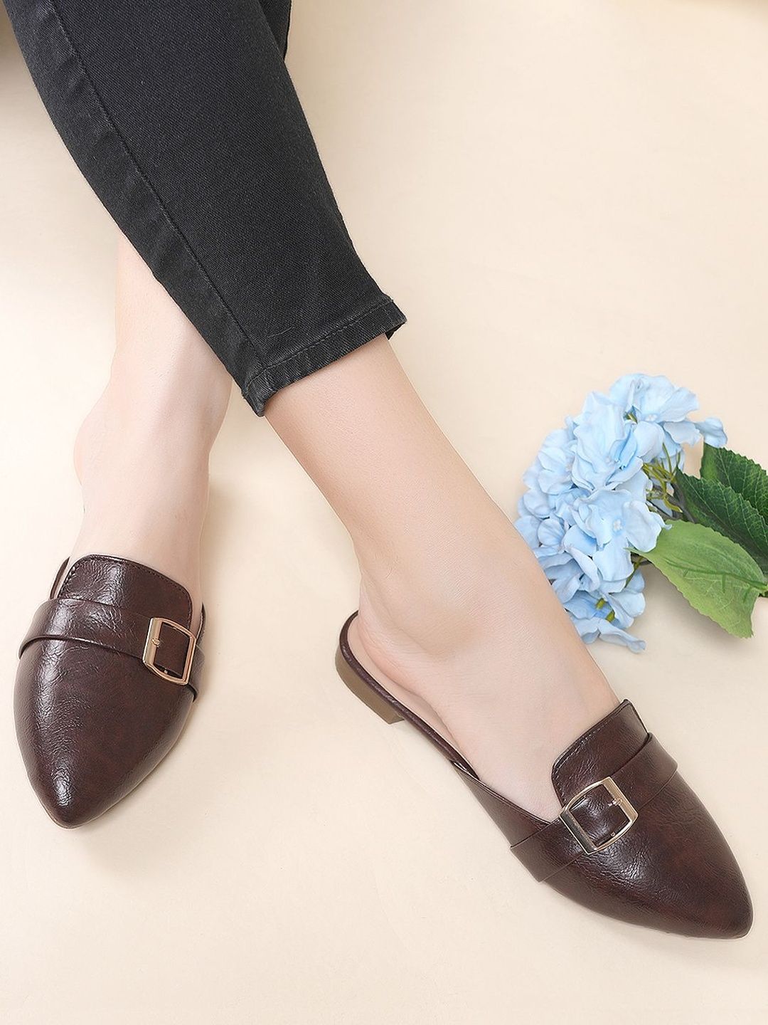 DressBerry DressBerry Women Embellished Mules with Buckles Flats