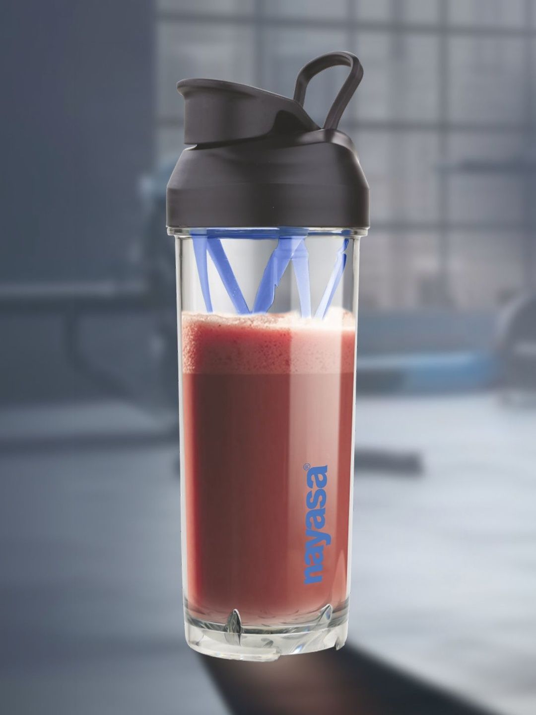 Nayasa Single Sprint Blue Plastic BPA Free Gym Shaker Bottle With Mixer Screw Cap 850ml