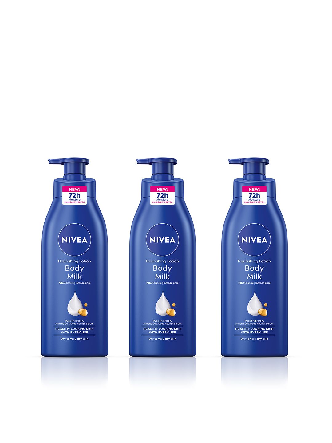 Nivea Nivea Set of 3 Nourishing Body Milk for Very Dry Skin with Almond Oil & Vit-E - 400ml each