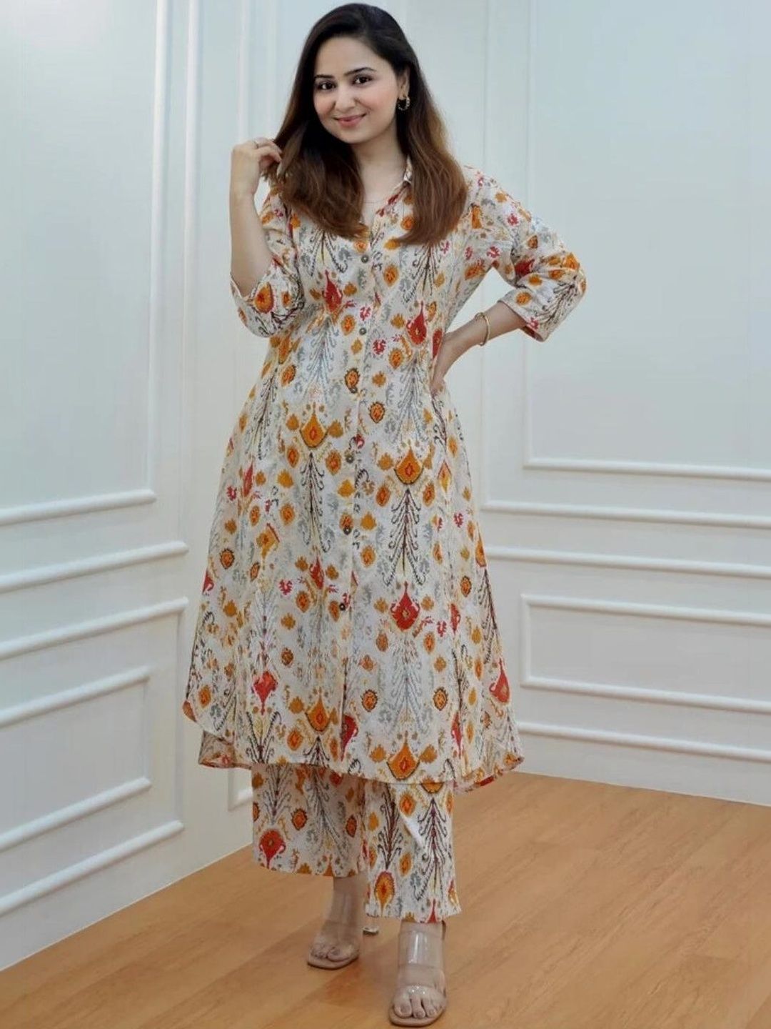SZN Women Off White Printed Co-Ords Set