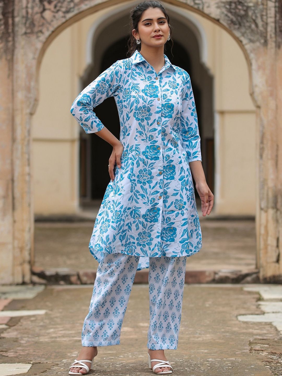 SZN Women Floral Printed Shirt with Trousers
