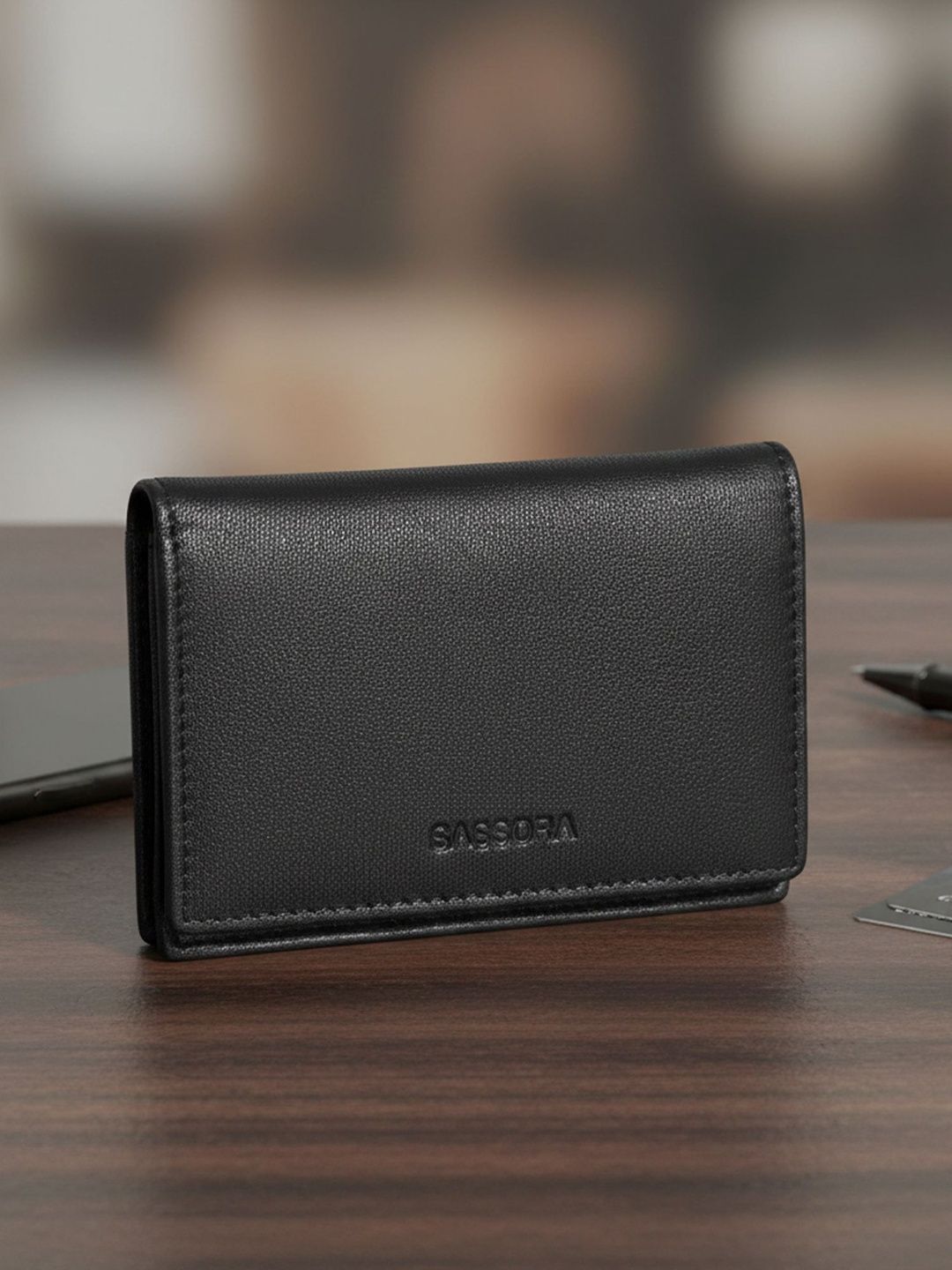 Sassora Unisex Textured Leather Two Fold Wallet