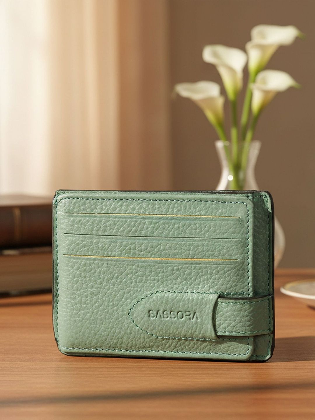 Sassora Unisex Textured Leather Two Fold Wallet