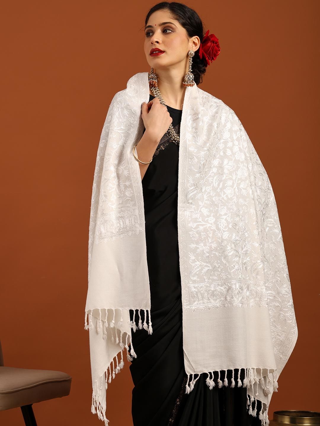 Tweedle Embroidered Acrylic Shawl