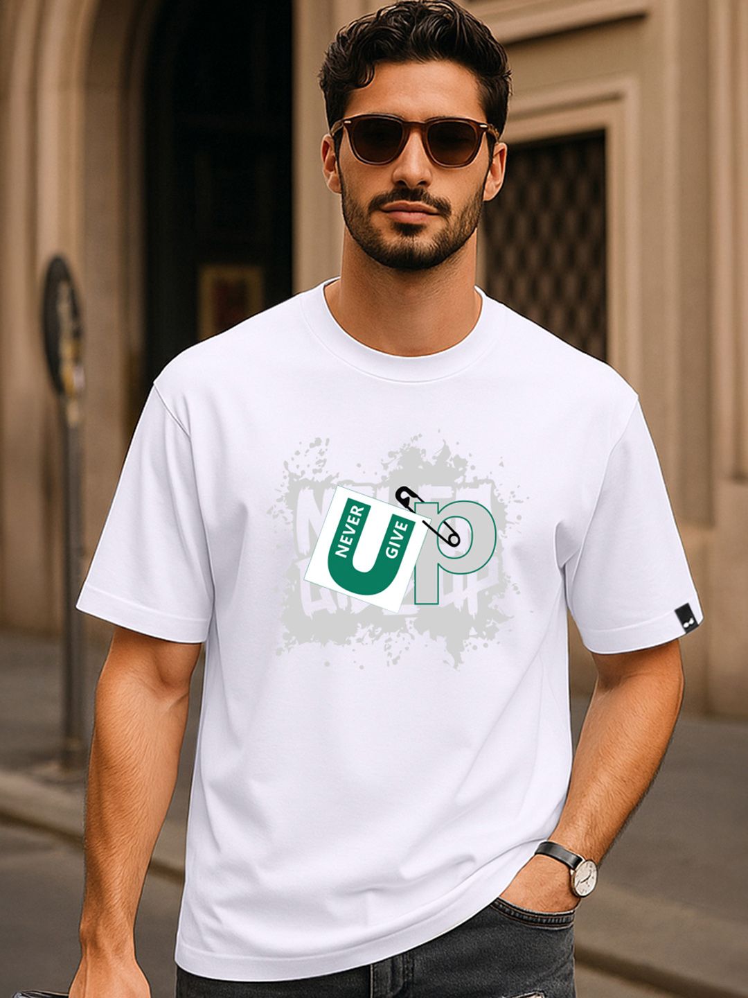 Bewakoof Men Typography Printed Round Neck Pure Cotton Oversized T-shirt