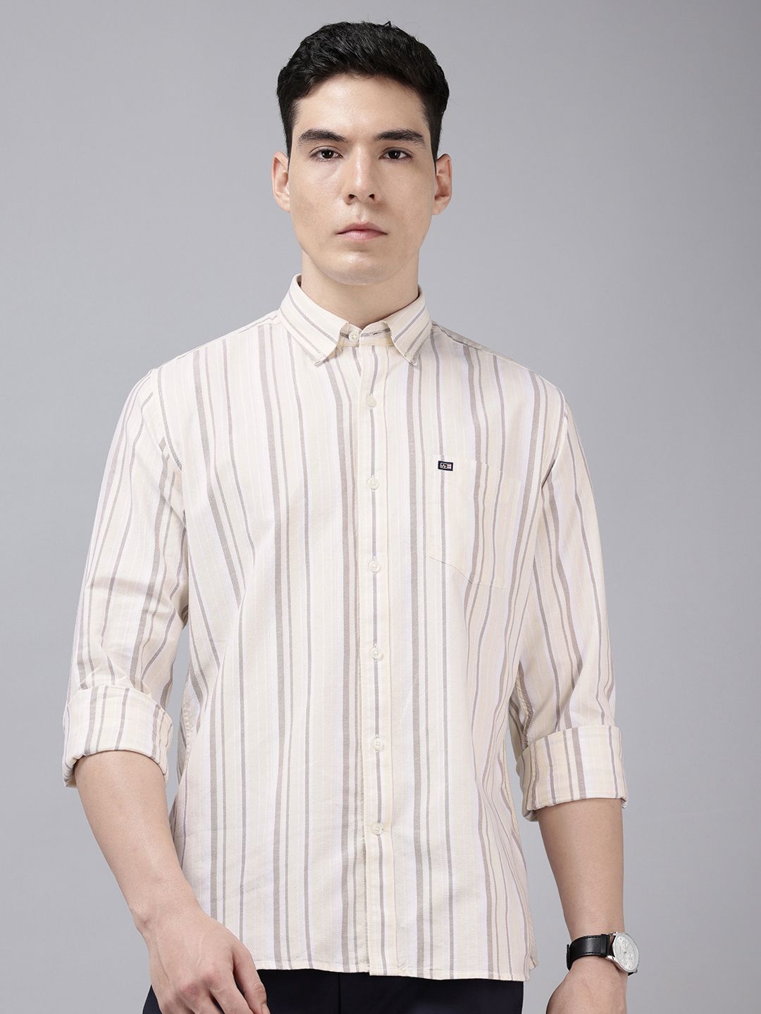 Arrow Sport  Manhattan Slim Fit Multi Striped Pure Cotton Casual Shirt