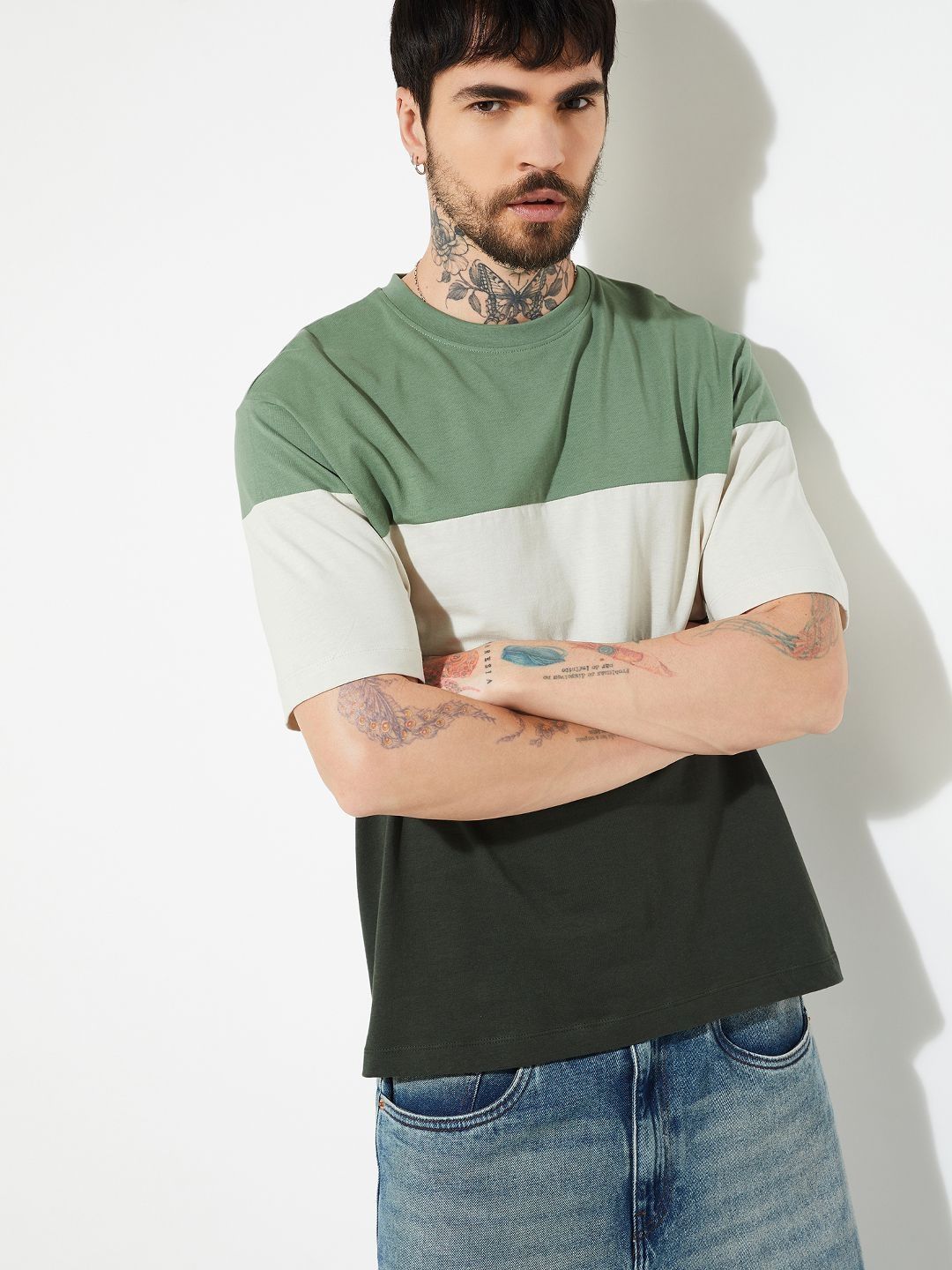 max Men Colourblocked T-shirt