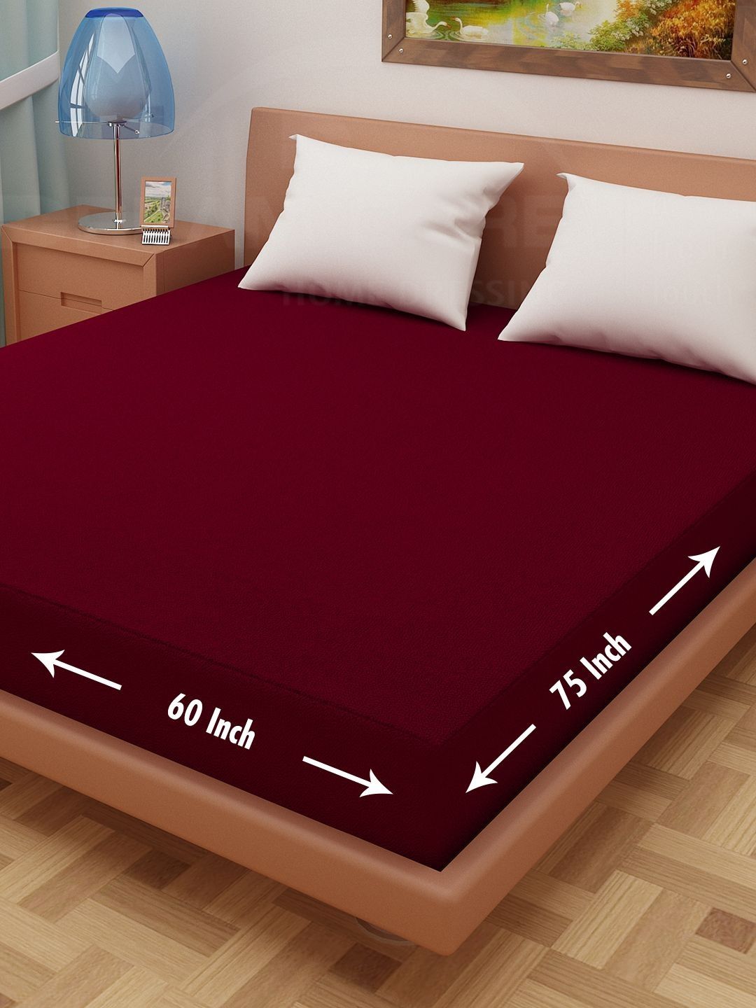 DREAM CARE Maroon Terry Water Resistant Mattress Protector