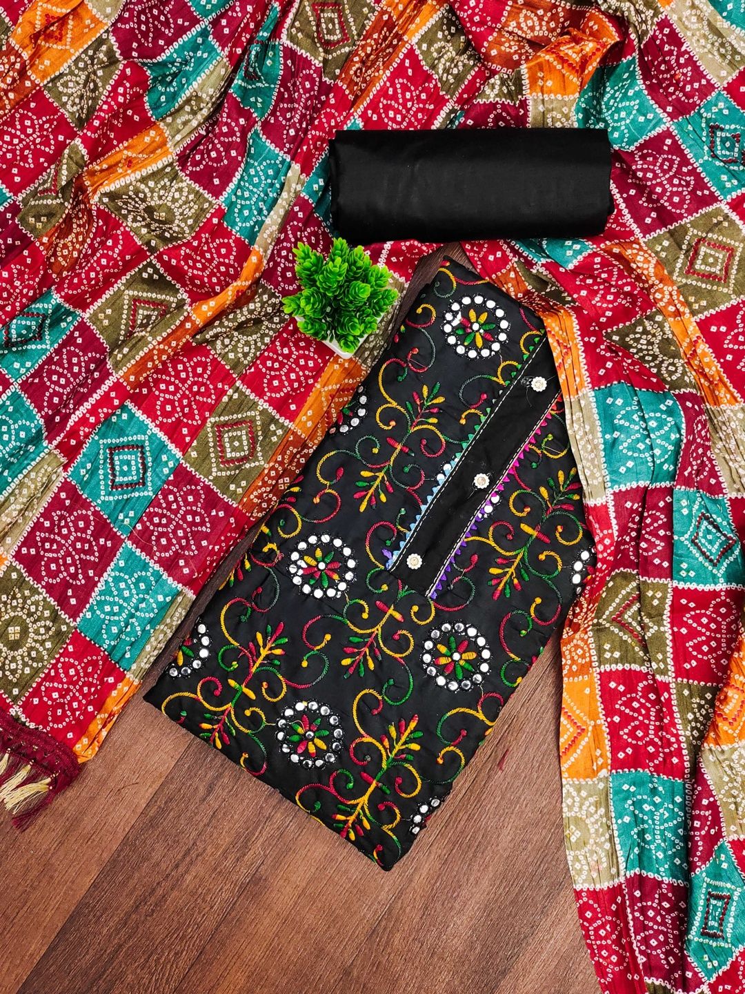 HERE&NOW Embroidered Pure Cotton Unstitched Dress Material