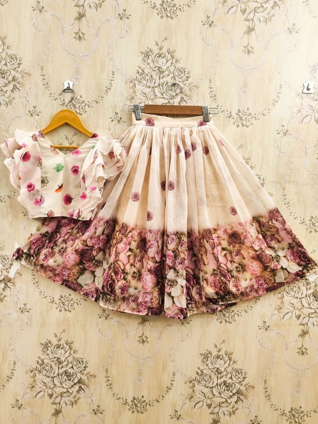 JOVK DESIGN Girls Printed Kalamkari Ready to Wear Lehenga &