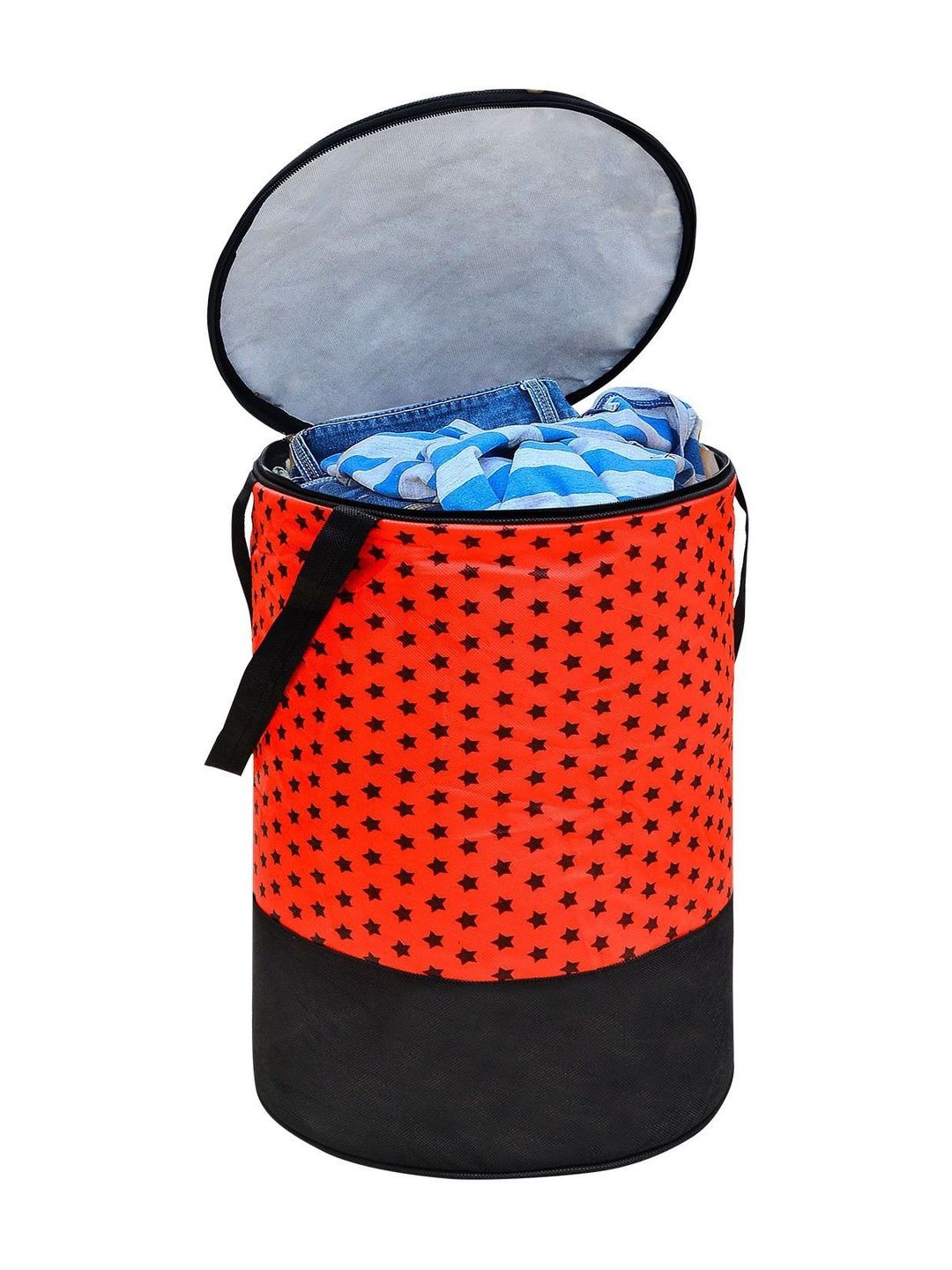 ZOVIRA Red & Black Printed Cotton Foldable Laundry Bag