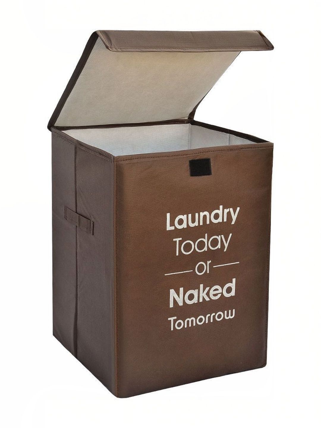 ZOVIRA Brown & White Printed Cotton Foldable Laundry Bag