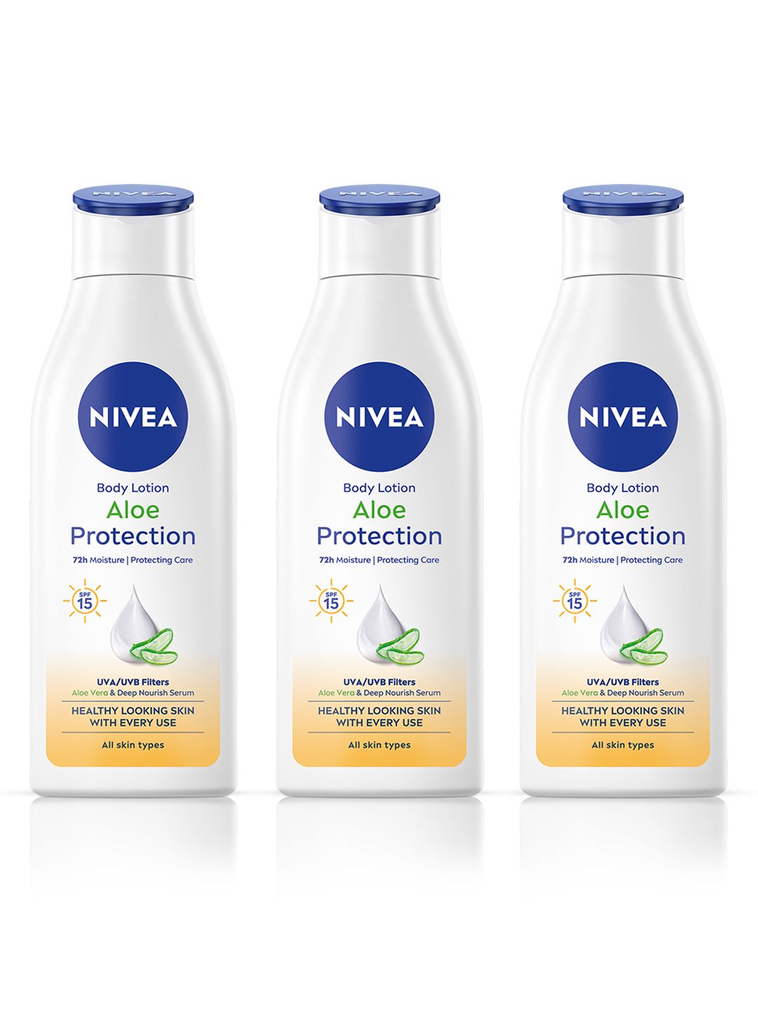 Nivea Nivea Set Of 3 Aloe Protection Deep Moisture Serum Body Lotion SPF 15 - 200ml Each
