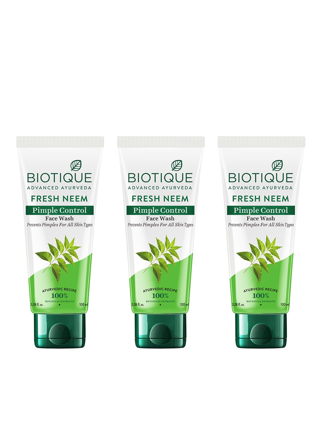 Biotique Biotique Set of 3 Fresh Neem Pimple Control Face Wash - 100ml each