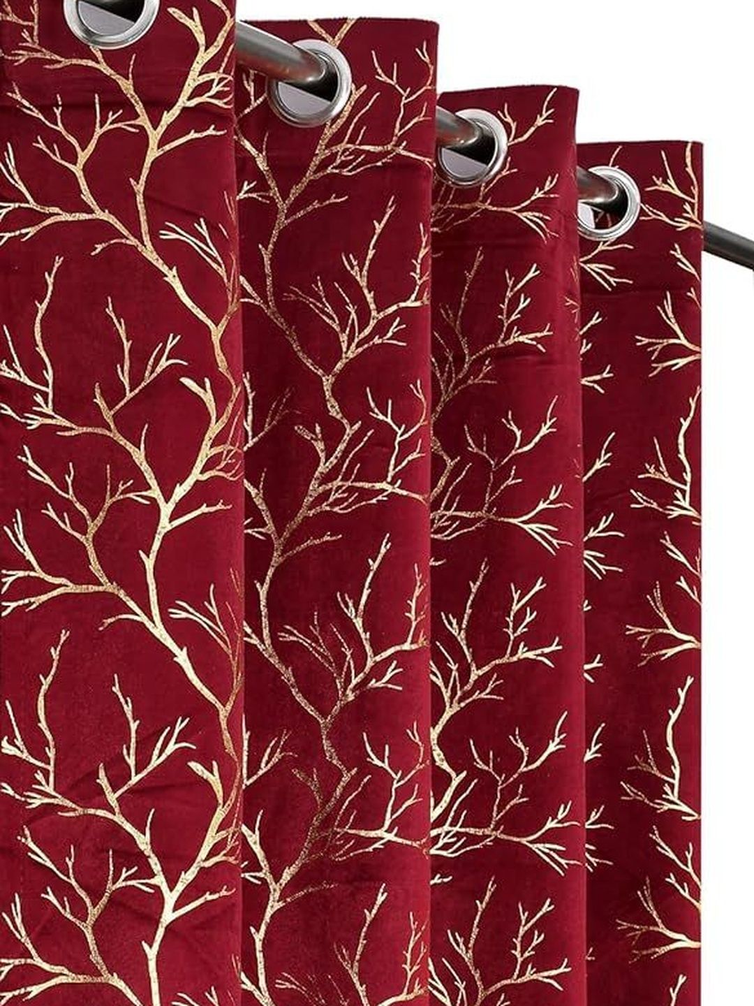 Homyra Decor Homyra Decor Maroon Floral Door Curtain