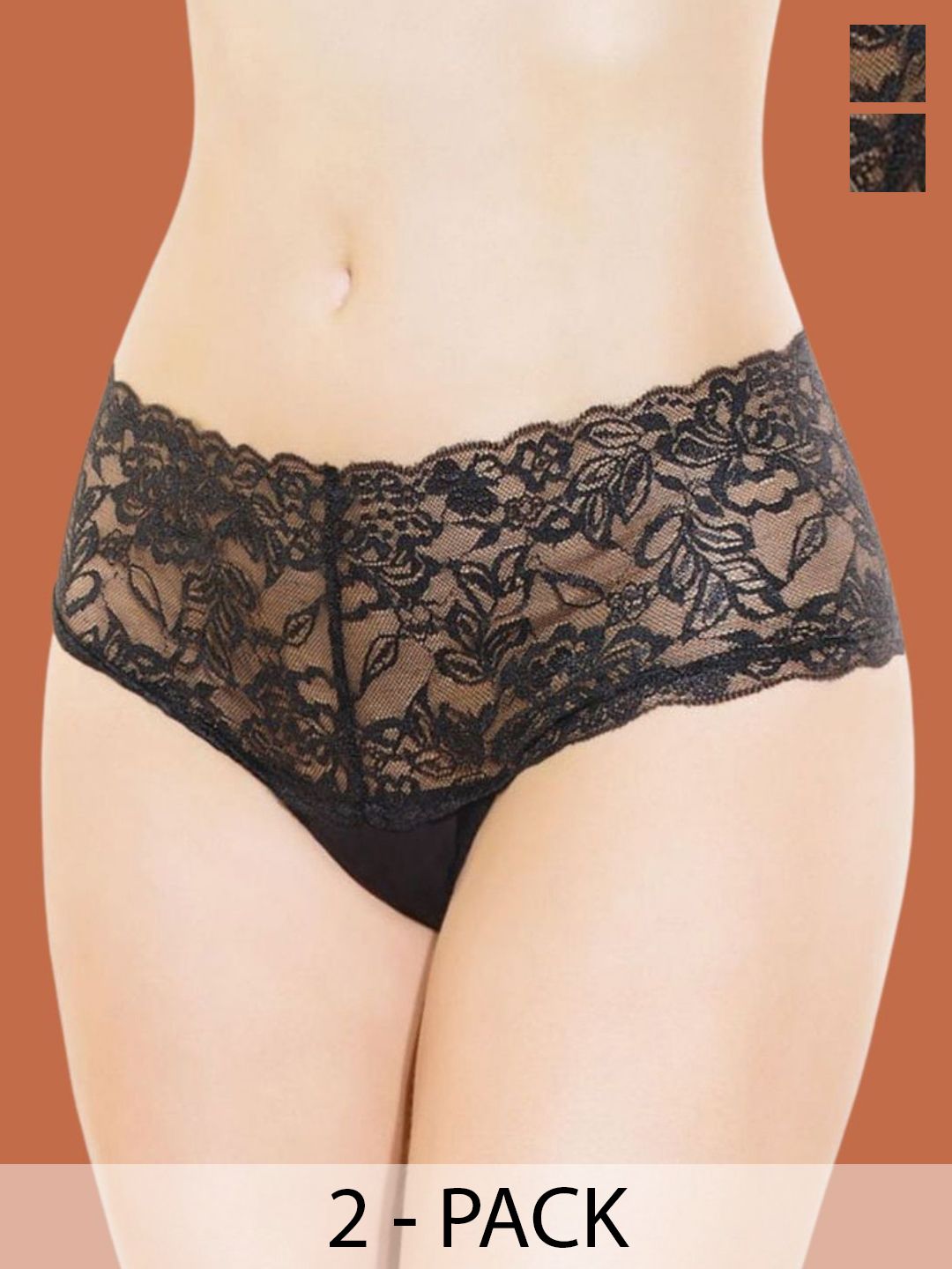 CROSAL Pack of 2 Printed Nylon Mid-rise Outer Elastic Thongs Briefs