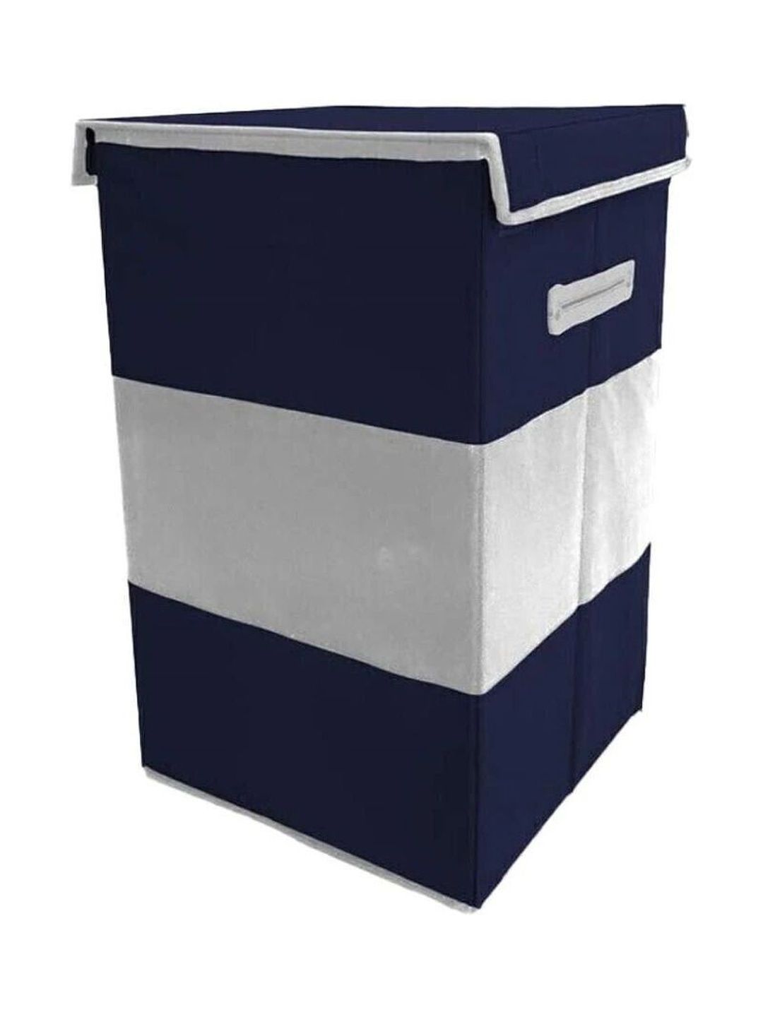 ZOVIRA Blue & White Printed Cotton Foldable Laundry Bag
