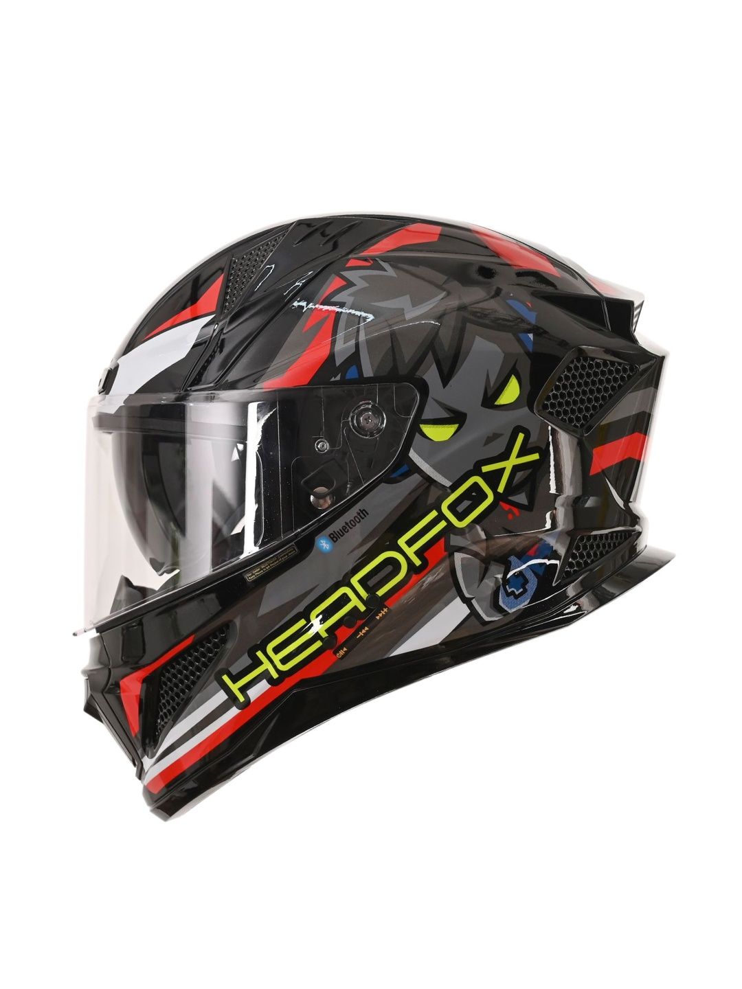HEADFOX Men Printed Shady Smart Bluetooth Full Face Helmet
