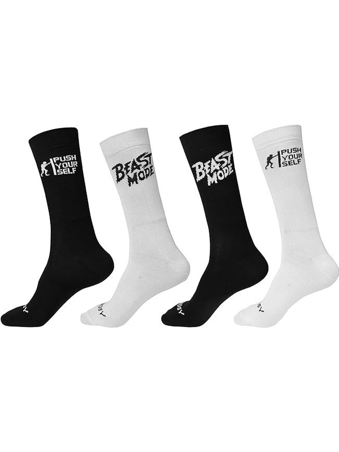 TENDSY Men Pack of 4 Printed Cotton Calf Length Socks