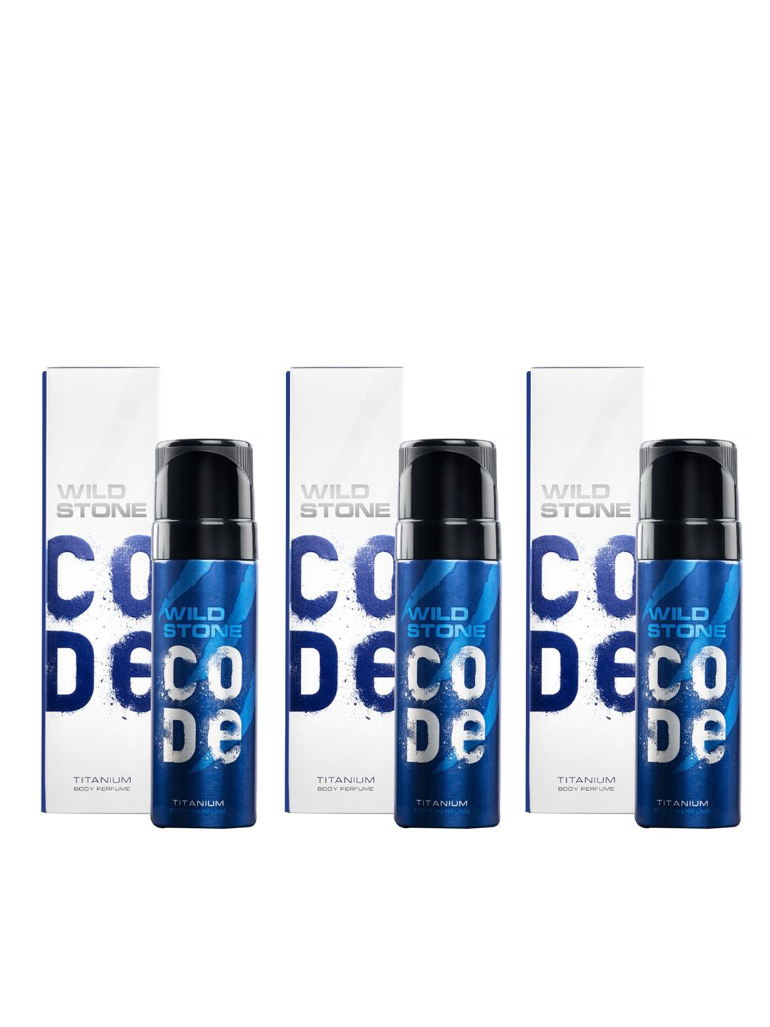 Wild stone code Men Set Of 3 Code Titanium No Gas Body Perfume Deodorant - 150ml Each