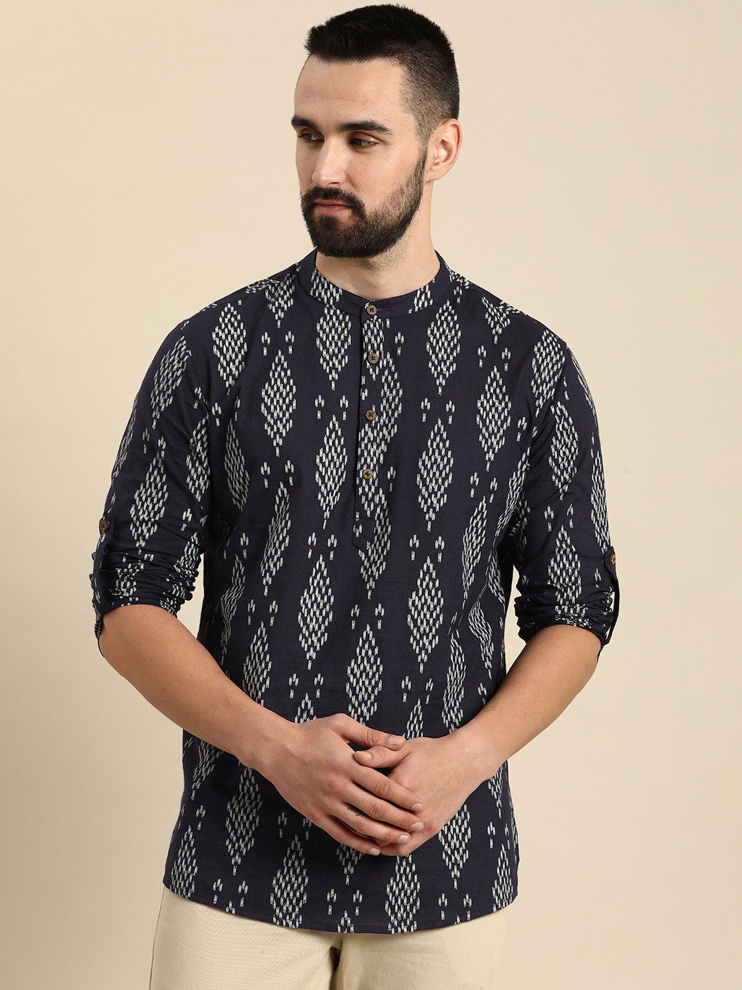 Fifth U Men Navy Blue Kurtas