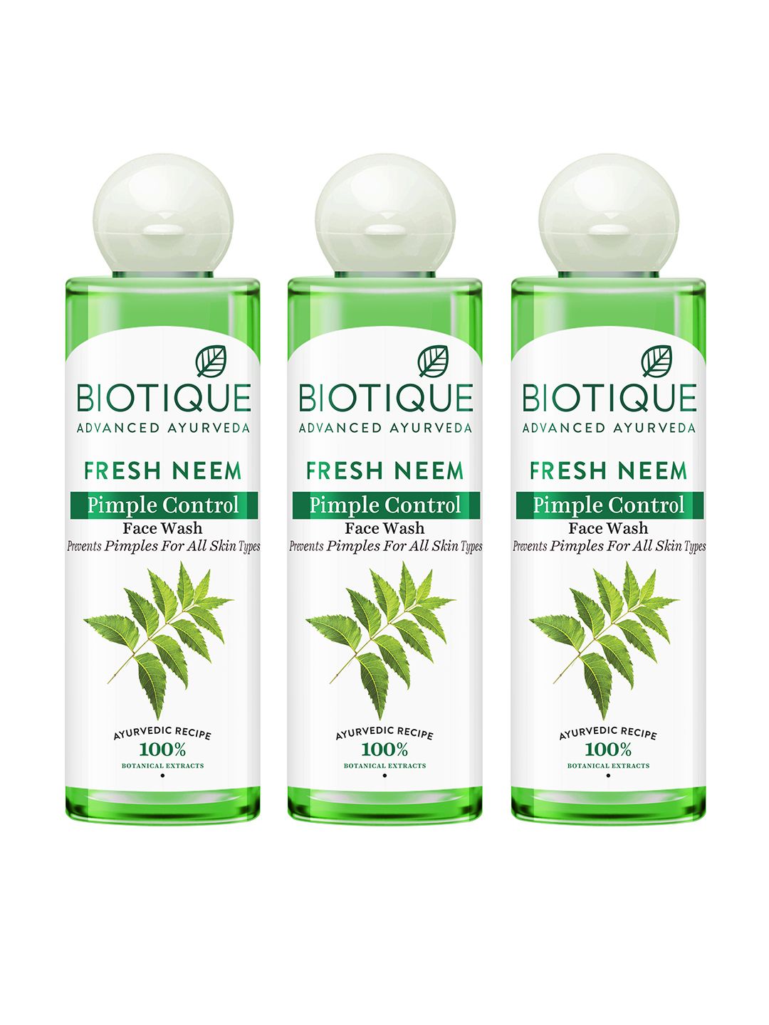 Biotique Biotique Set of 3 Fresh Neem Pimple Control Face Wash - 200ml each